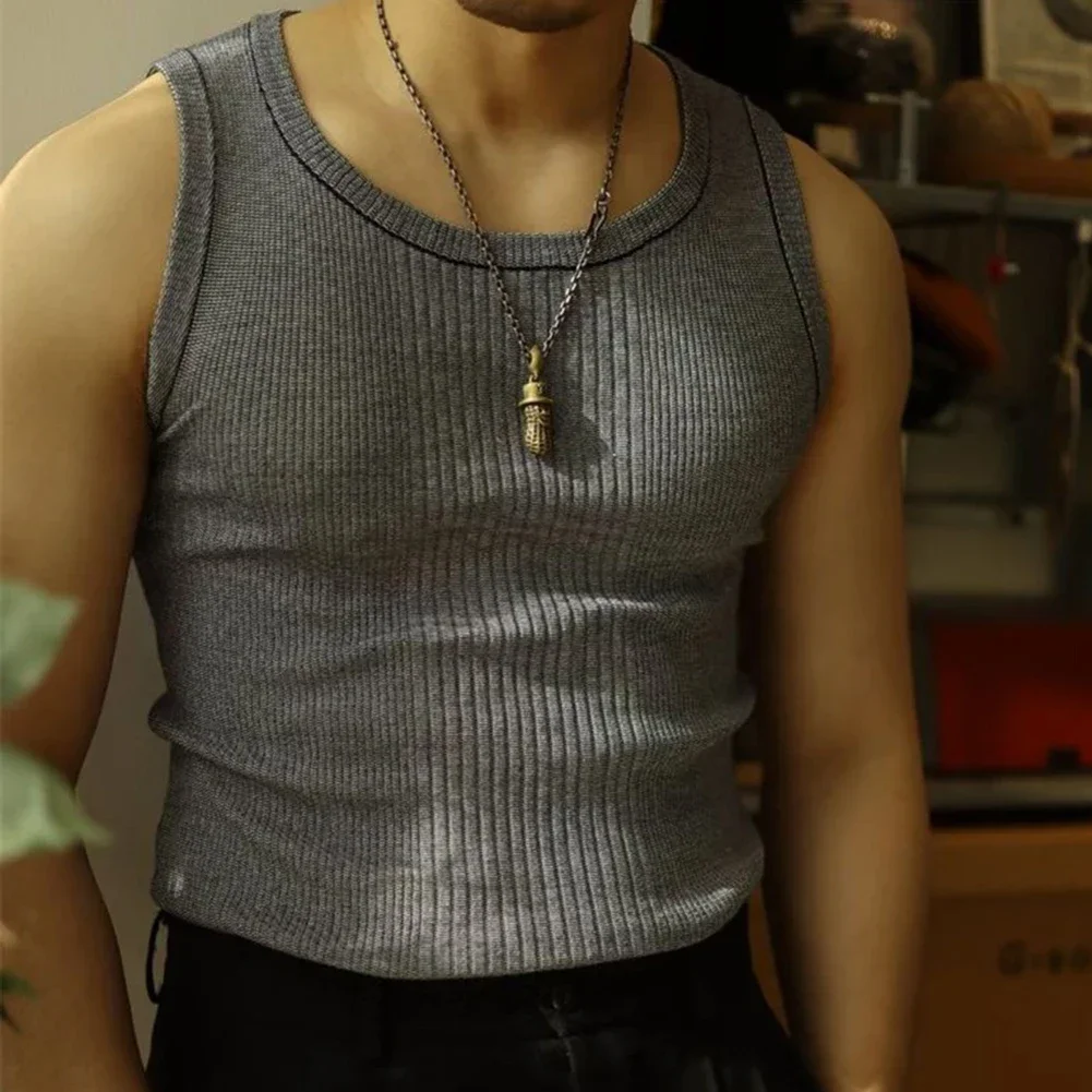 

Summer Mens Summer Vest I-shaped Vest Casual Style O Neck Polyester Fabric Sleeveless Slight Stretch For Holiday