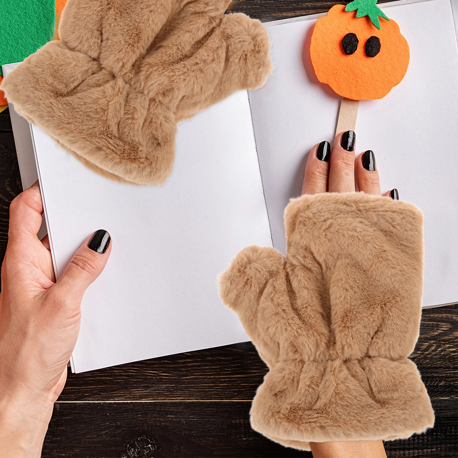 

Fashionable Winter Suede Warm Thermal Cycling Gloves For Women Cold Weather Windproof Outdoor Brown Thick Mittensgloves For