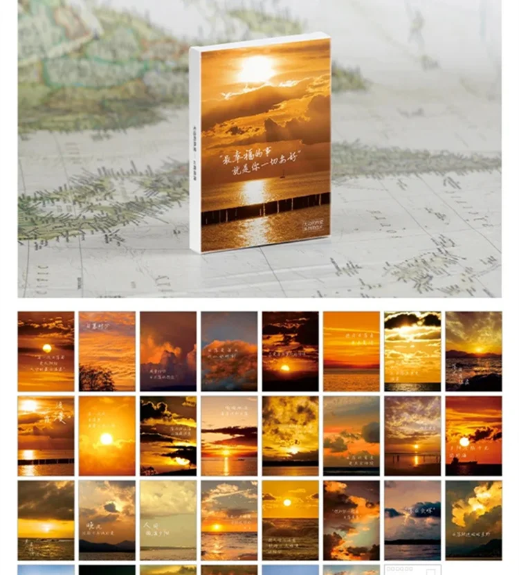 30 Sheets Mountain And Sea Romance Series Postcards Set Clouds And Sea Scenery Greeting Card Message Lettercard Invitation Cards