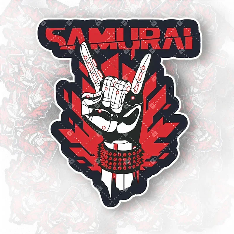 1개 독특한 사무라이 록 아이덴티티 데칼 - 전통과 록 스타일을 결합한 방수 비닐 스티커 (자동차, 노트북, 가젯용)