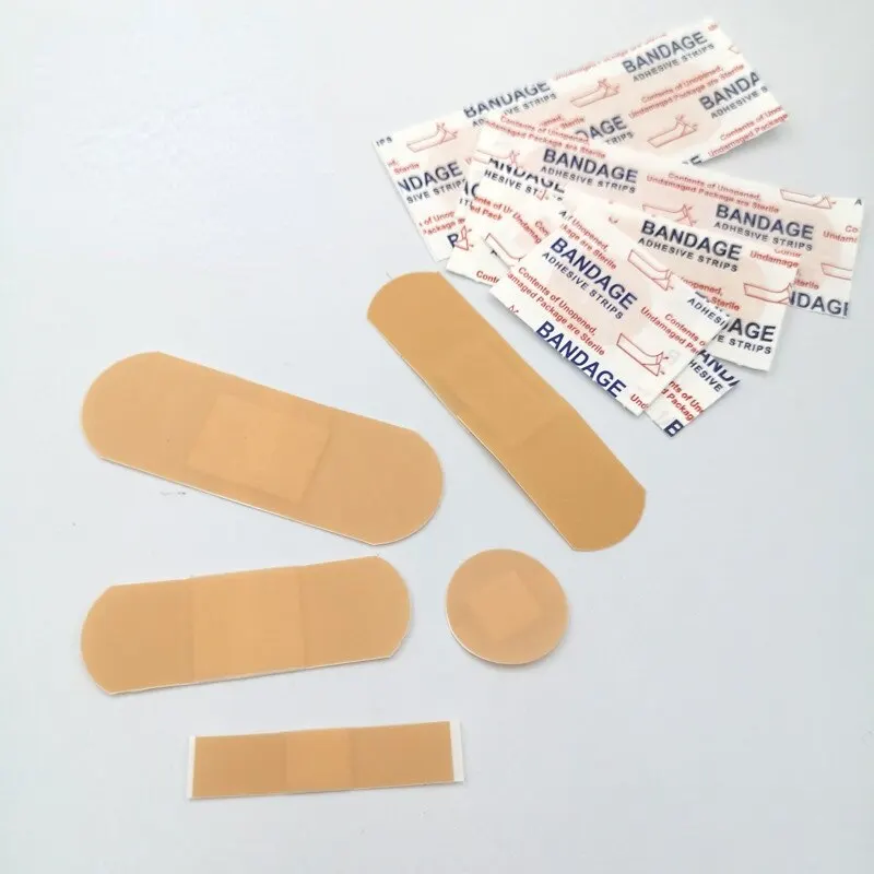 100Pcs PE/Non-woven Band-Aid Breathable Adhesive First Aids Medical Bandages Patch Cushion Wound Hemostasis Stickers