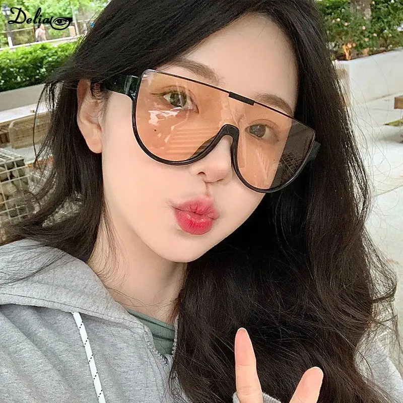 Vintage Semi-round Sunglasses Women Fashion Monoblock Outdoor Goggle Shades Ins Trending 2024 New Design UV400 Eyewear