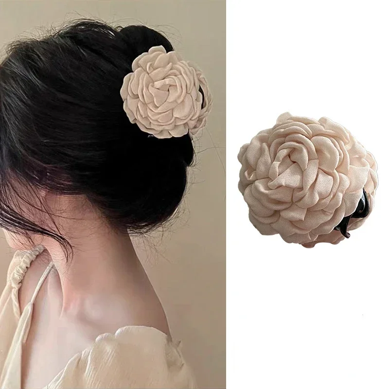 

12cm/9cm Vintage Big Flower Hair Claws Women's Fashion Max Size Rose grace Hair Clips Girl's Ins Camellia Crab Accessories