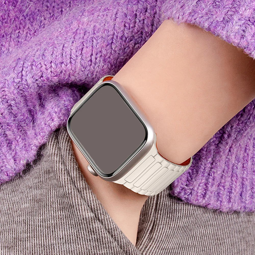 Correa magnética de silicona para Apple Watch Band 49mm 45mm 44mm 42 41 40mm 46mm pulsera deportiva iWatch Series 10 9 8 7 6 5 4 SE Ultra