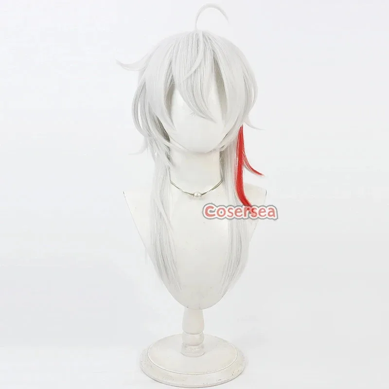 Cosersea Zani تأثيري الباروكات لعبة Wuthering موجات Zani 55 سنتيمتر طويل مستقيم الفضة الأبيض مختلط شعر مستعار أحمر الشعر الاصطناعية مقاومة للحرارة #2