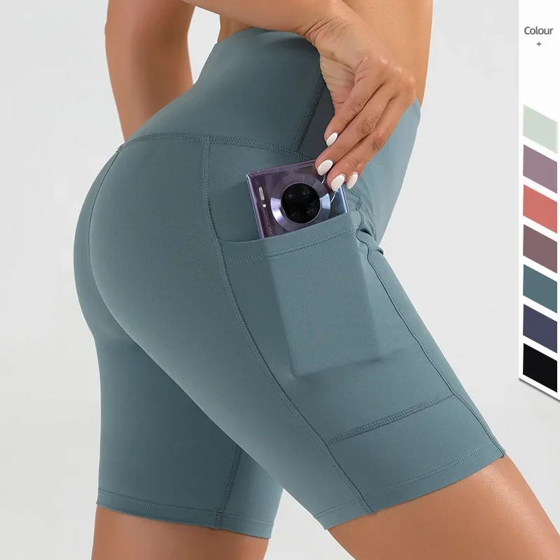 Women's Short Gym High Waist Weightlifting Push Up Tight Yoga Riding Shorts Mobile Phone Bag Jogging Running Fitness Shorts Girl