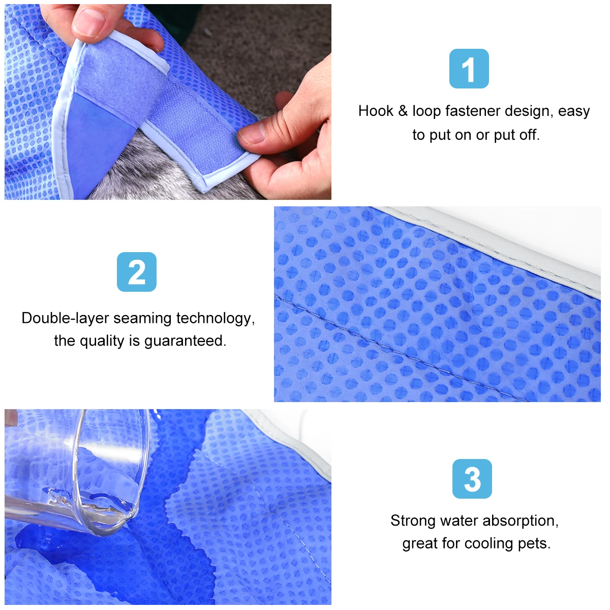 

Dog Cooling Vest Pet Harness Breathable Adjustable Medium Breed Cooler Jacket Cold Soak Water Wring Out Easy Use Washable