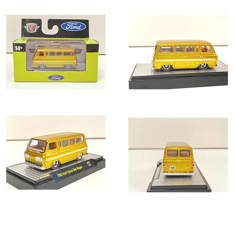 Коллекционные машины M2, масштаб 1/64, литые под давлением 32600-75 1965 Econoline Falcon Club Wagon лаймовый зеленый металлический автомобиль, подарки