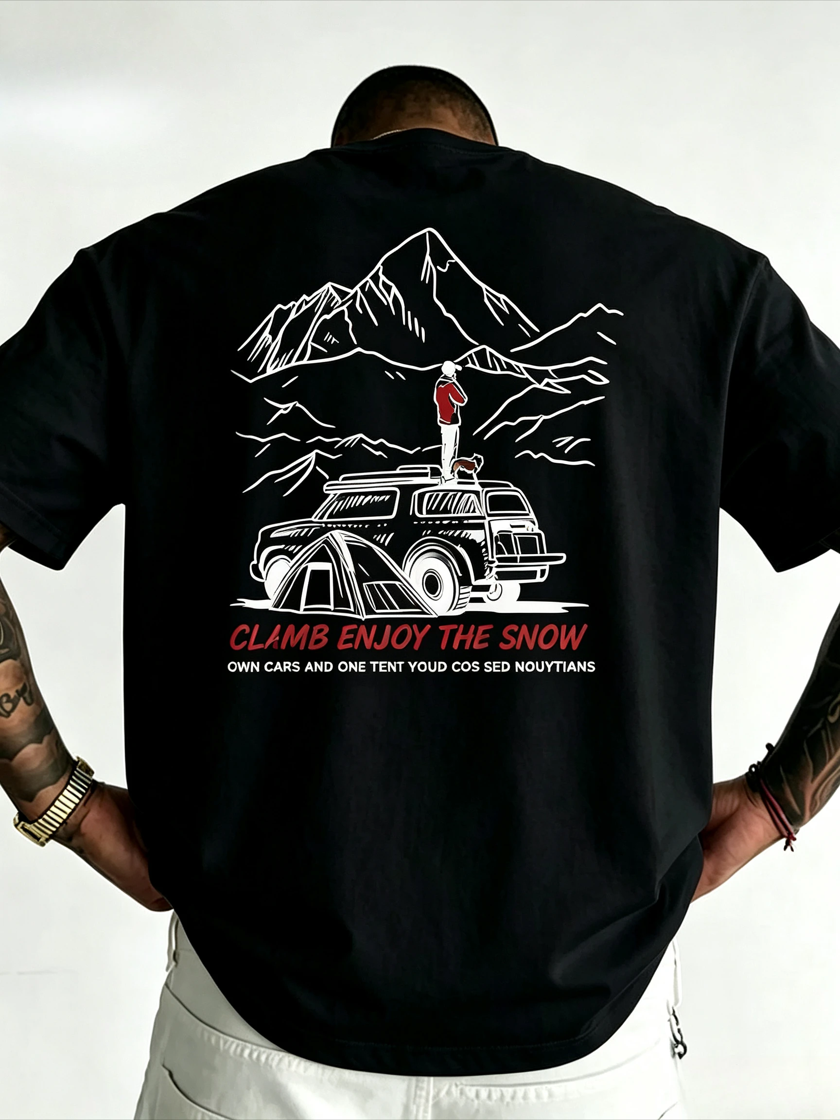 2026 Family Matching T‑Shirt Wilderness Adventure Camping Mountain SUV Back‑Print Parent‑Child Short Sleeve Matching Outfit Tee