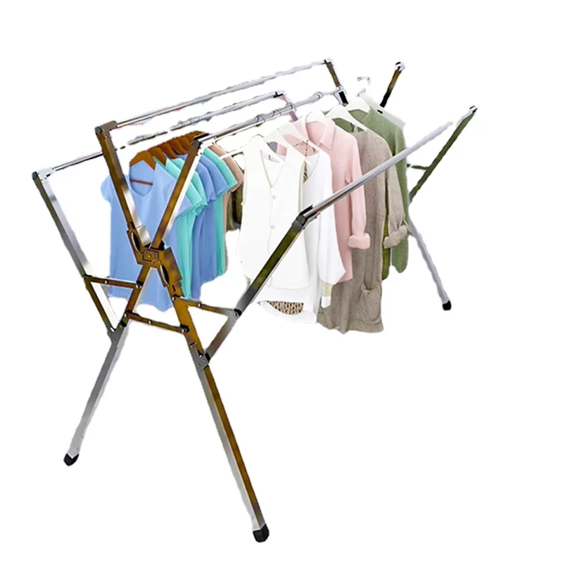 Folding Multiple Cloth Hanger Stand Floor Hanging Garment Clothes Rack Dryer Outdoor Burro Ropa Perchero Home Accessories