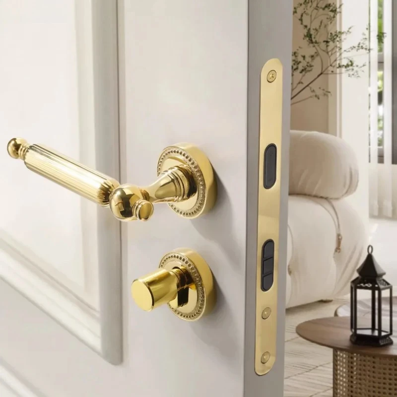 

Золотой дверной замок для спальни, внутренний разделенный замок, дверная ручка из цинкового сплава, бесшумные замки, защитные замки для деревянных дверей, дверная фурнитура, аксессуары