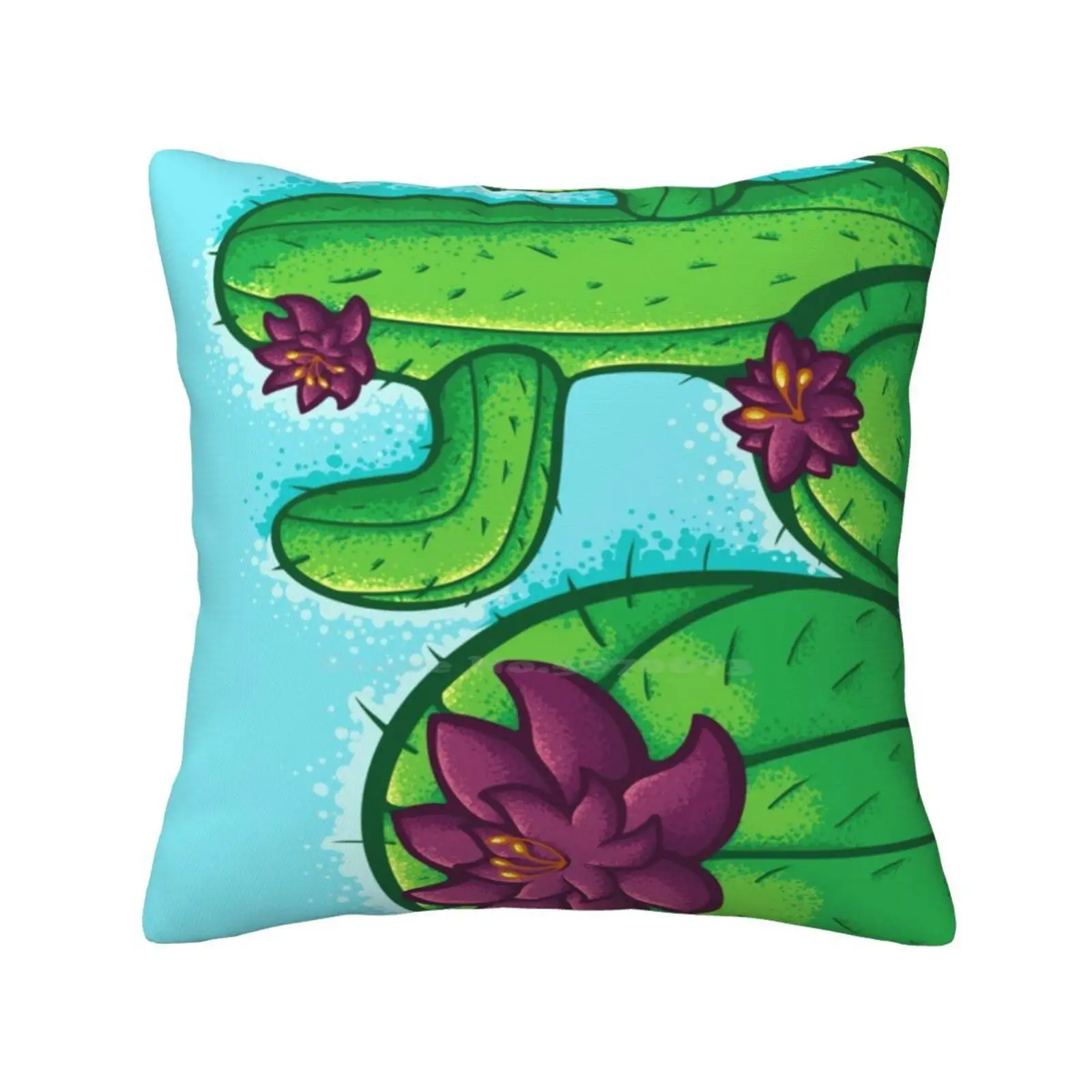 Cactus Flower Pillows Case Bedroom Home Decoration Cactus Flower Petal Purple Green Blue Sun Cloud Sky Needle Plant Dry Water