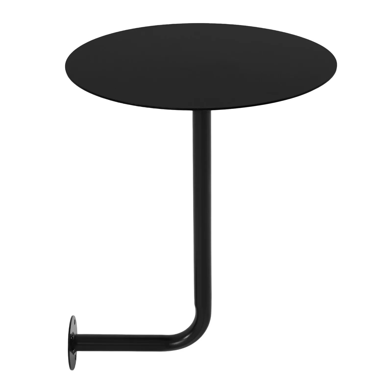 Wall-Mounted Black Wrought Iron Round Bar Table, 17.72in Height, Space-Saving Design for Small Spaces