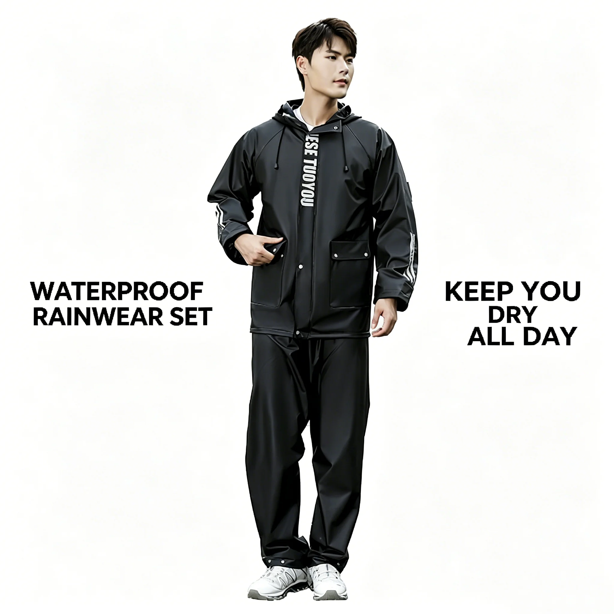 Outdoor Breathable Rainstorm Proof Takeaway Raincoat Special Raincoat with Reflective Strip for Riders Split Type