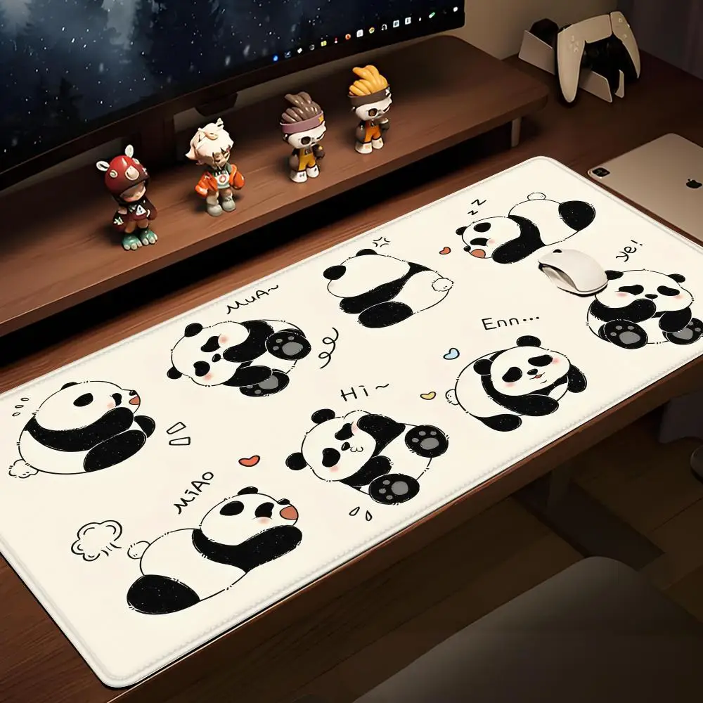 HYBXAXC Cute Panda Work Mouse Pad Extended Laptop Keyboard Mat Large Mouse Pad Gamer Computer Accessories XXL Rubber Table Mat