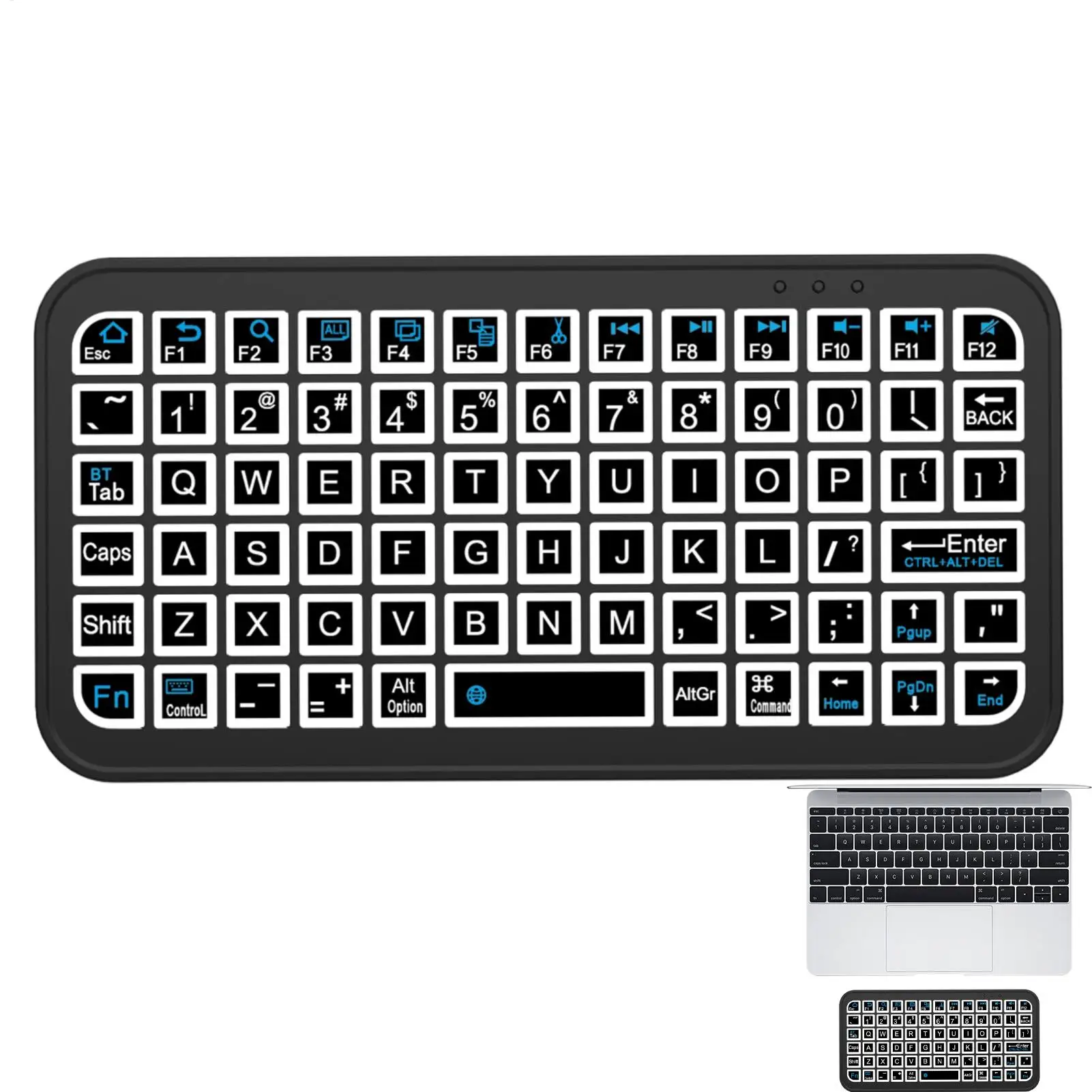 

Портативная мини-клавиатура с подсветкой, синий зуб, колпачки для клавиш, цветная подсветка, английская перезаряжаемая клавиатура для ноутбуков, планшетов, телефонов ﻿