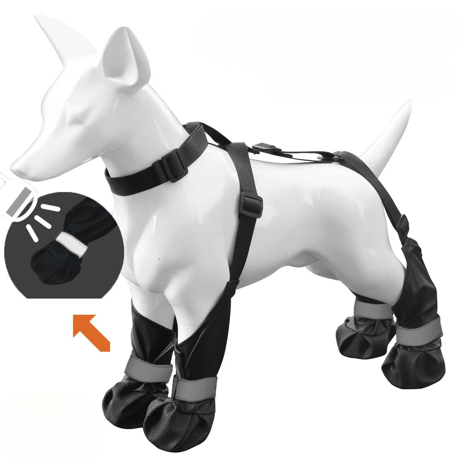 

Нескользящие собачьи ботинки, водонепроницаемые и грязеотталкивающие защитные ботинки для животных на все сезоны, надежно фиксирующиеся светоотражающие защитные накладки на лапы для прогулок на улице