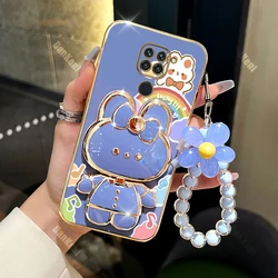 Note 9 Lucky Rabbit Holder Bracelet Plating Phone Case For Xiaomi Redmi Note 9 9Pro 9S 9T 10Pro 10 10T 10S 11 11Pro 8 8Pro Cover