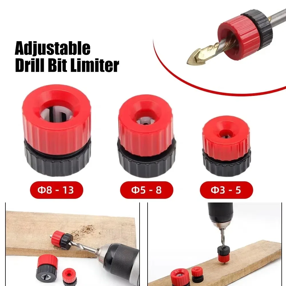 3pcs Adjustable Drill Depth Stop Collar Plastic Drill Bit Limiter Drill Bit 3-5mm Ensures Consistent Drilling Depth Guide Stop