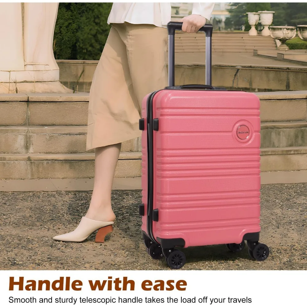 Carry-On Luggage Set with Backpack, 3-Piece Hardshell Suitcase with Spinner Wheels, TSA Lock, 20-Inch Lightweight Travel Set