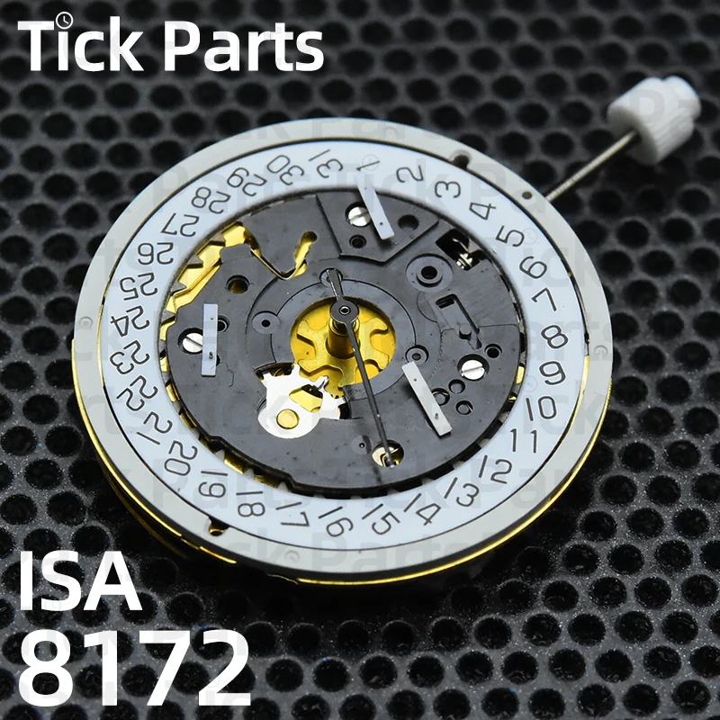 isa-8172-swiss-quartz-movement-four-o'clock-calendar-six-pins-watch-accessories-gold-and-silver-optional