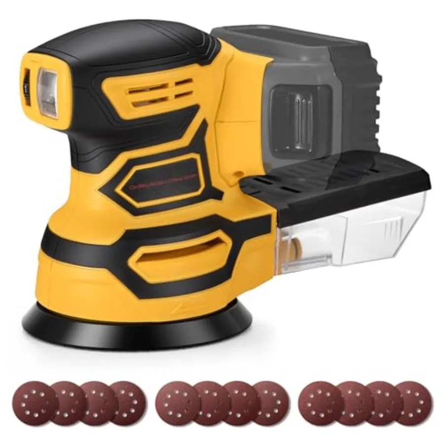 

Беспроводная орбитальная шлифовальная машина для аккумулятора Dewalt 20V, бесщеточная, 6 регулируемых скоростей, 6000-12000 об/мин, 12 шт. шлифовальных листов с пылесборником