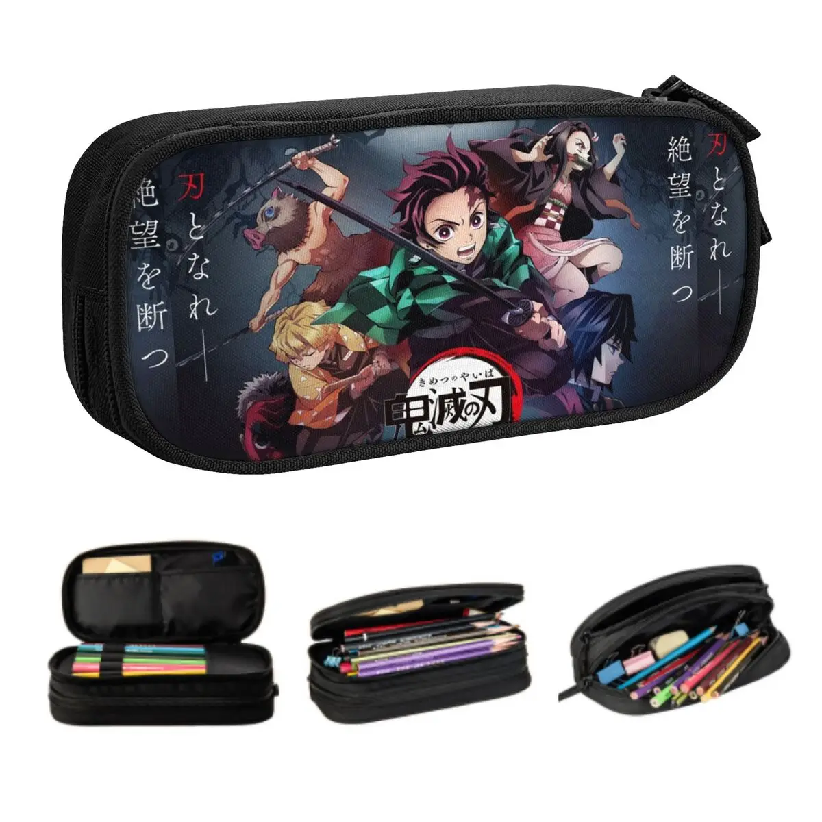 

Custom Demon S-Slayer Kimetsu No Yaiba Kawaii Pencil Case Boy Girl Large Capacity Anime Manga Pencil Pouch Students Stationery