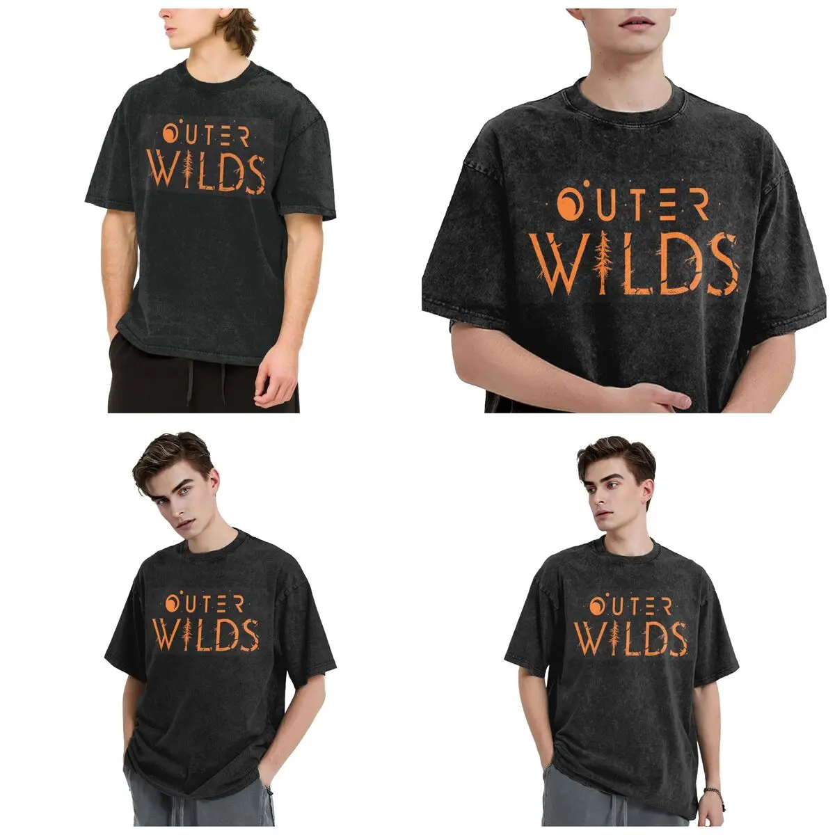 Streetwear T-Shirts Outer Wilds Ventures Patch Washed T Shirt Short Sleeve Hip Hop T-Shirt Tops Tees for Men Women