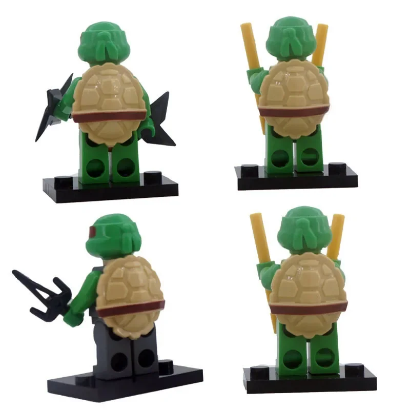 Mini figuras de acción de TMNT para niños, 4 piezas, 6 piezas, Tortuga Ninja, bloques de construcción, Leo, Raph, Don Doll, MOC, DIY, Juguetes