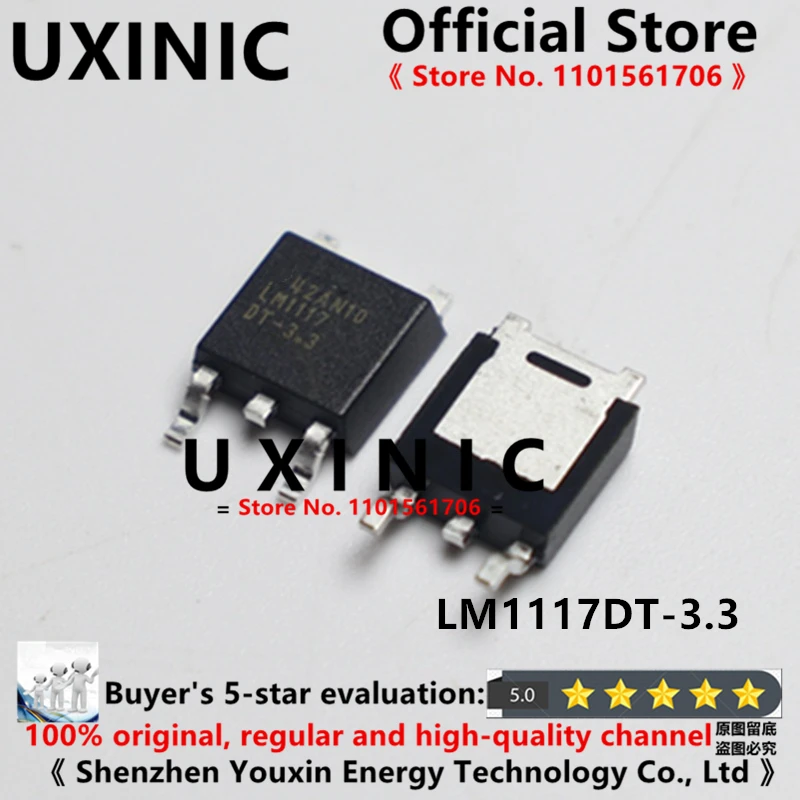 UXINIC 100% 10Pcs/LOT  New Imported OriginaI 10PCS LM1117DTX-3.3/NOPB LM1117DT-3.3 TO-252-3 3.3V 0.8A Iinear Regulator Chip Orig