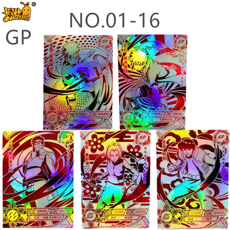 

Genuine KAYOU Naruto Hero Uzumaki Naruto Sasuke Kakashi Character Card NO.01-16 GP Card Rare Bronzing Collection Card