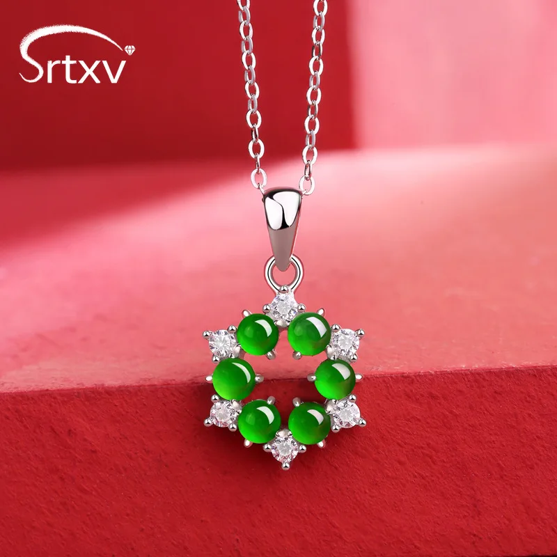 

S925 Sterling Silver Link Chain 4mm Emerald Necklace Pendant For Women Wedding Birthday Valentine's Day Gifts Green Jade Jewelry