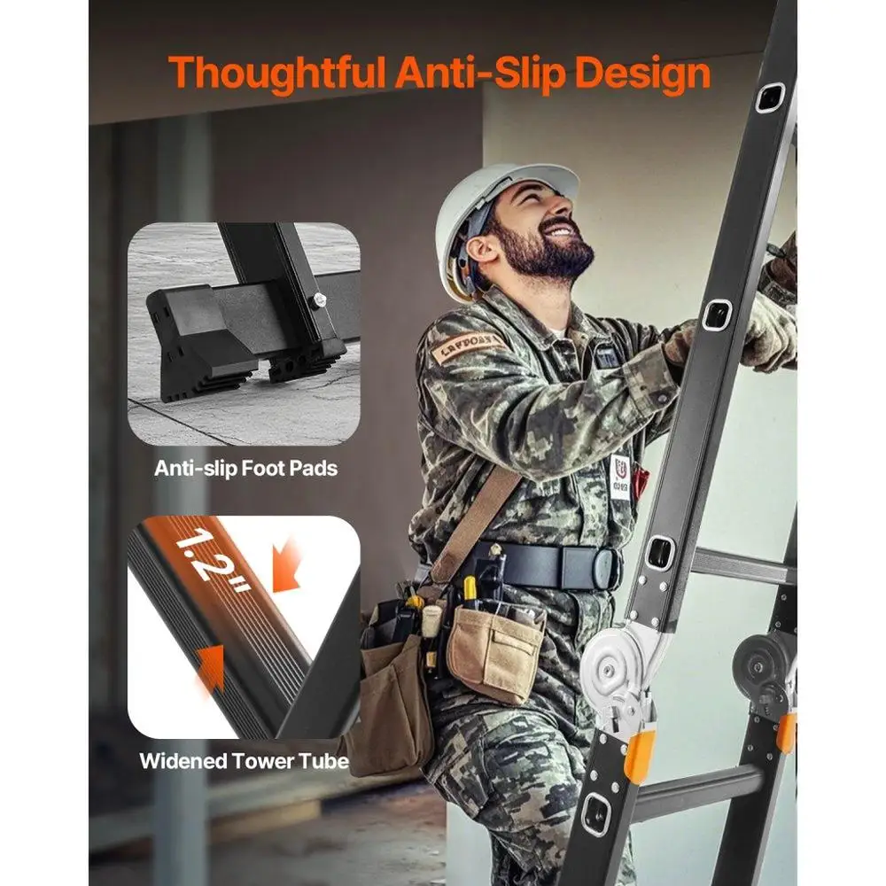 5 Step MultiFunction Folding Ladder 19ft Telescoping A Frame Heavy Duty Adjustable 330lbs Capacity for home and Outdoor Use