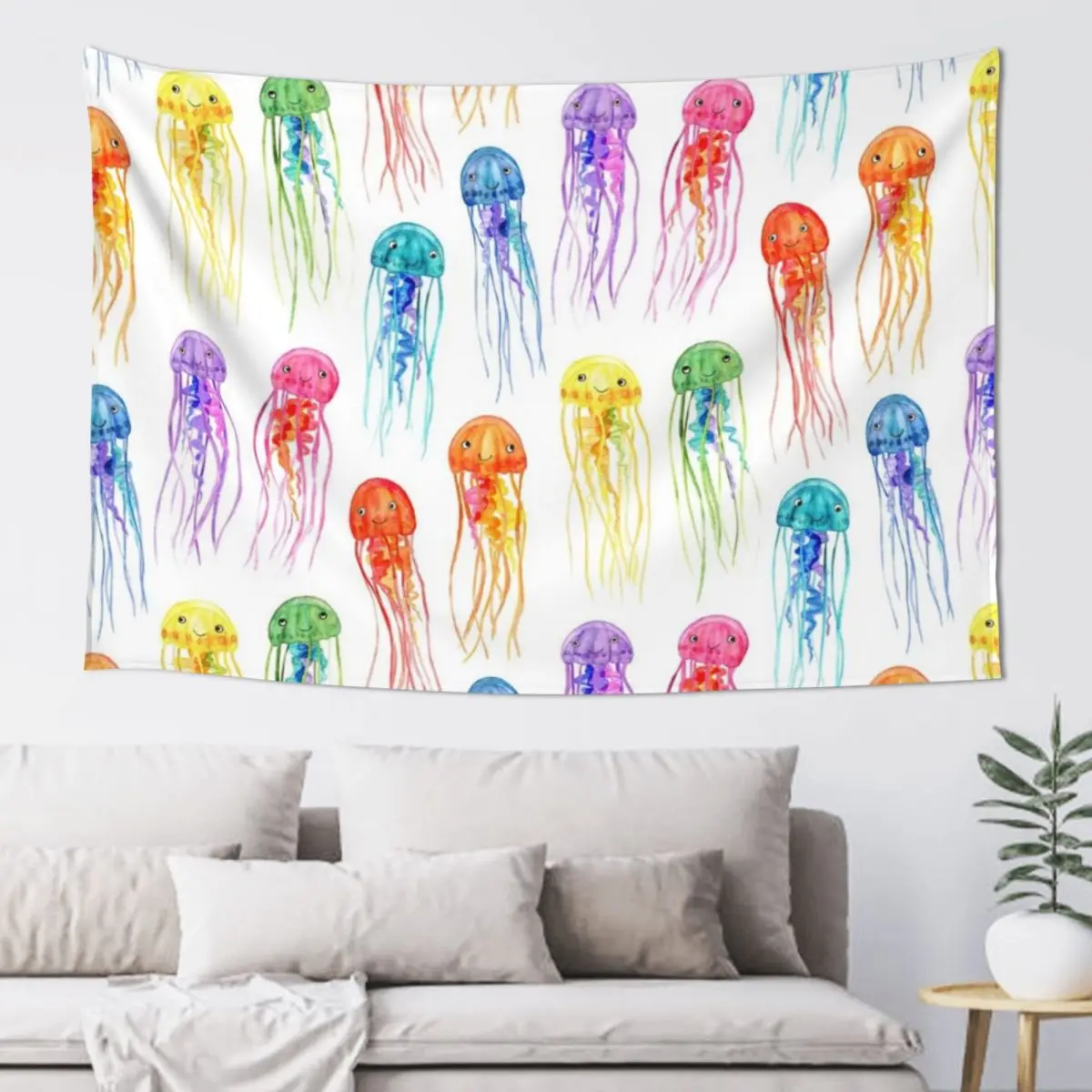 

Rainbow Watercolor Jellies on White Tapestry Bedroom Decorations Room Aesthetic Decor Home Decorators Tapestry