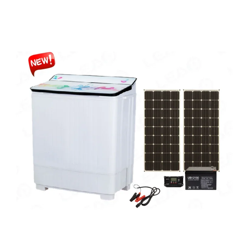 NEW Semi Automatic DC 12V Washing Machine With Solar Panel for Home