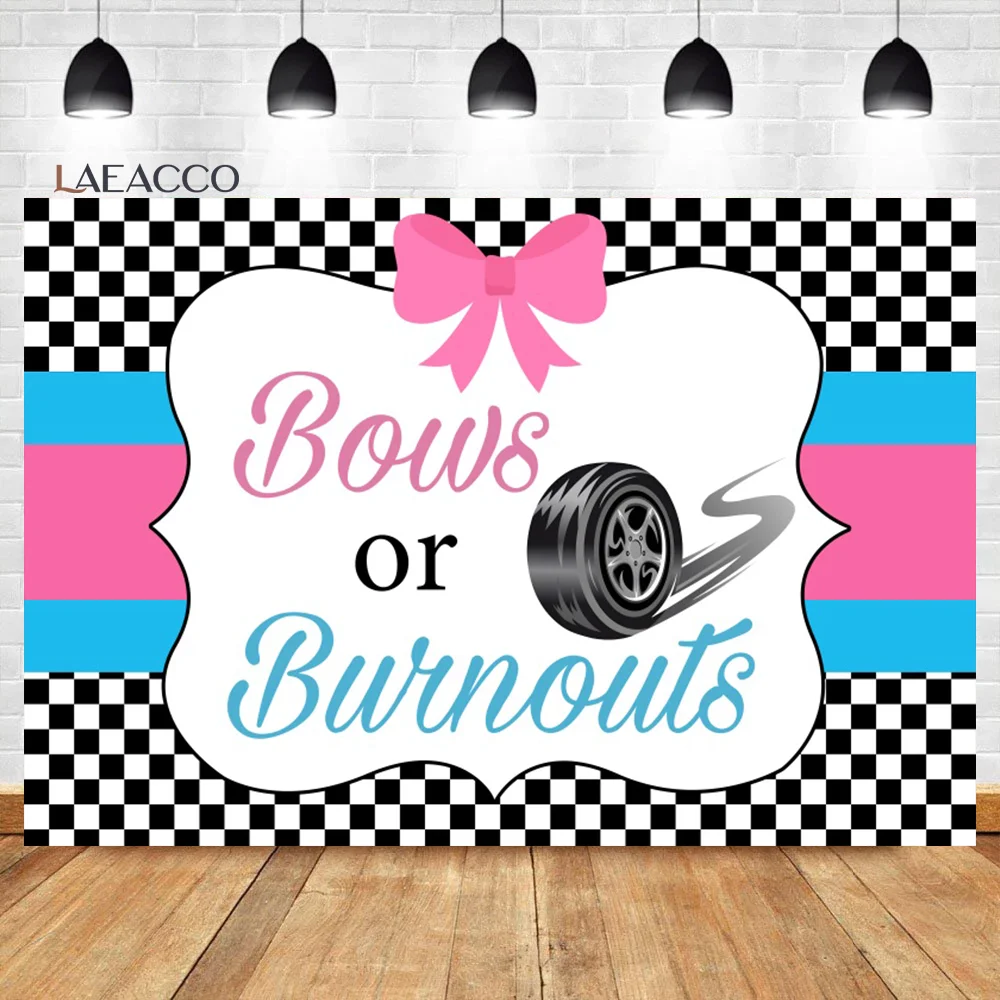 Laeacco Burnouts or Bows Gender Reveal Backdrop Boy or Girl Pink or Blue Baby Shower Party Decor Portrait Photography Background