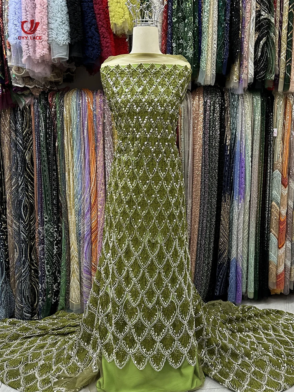 

2025 High Quality African 3D Beads Lace Fabric French Nigerian Groom Sequins Lace for Wedding Party Dress Sewing 5 Yards
