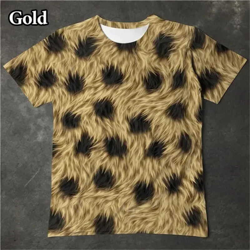 Summer new fashion animal skin 3D printed T-shirt Men's casual street multi-functional personality graphic T-shirt Fun and inter