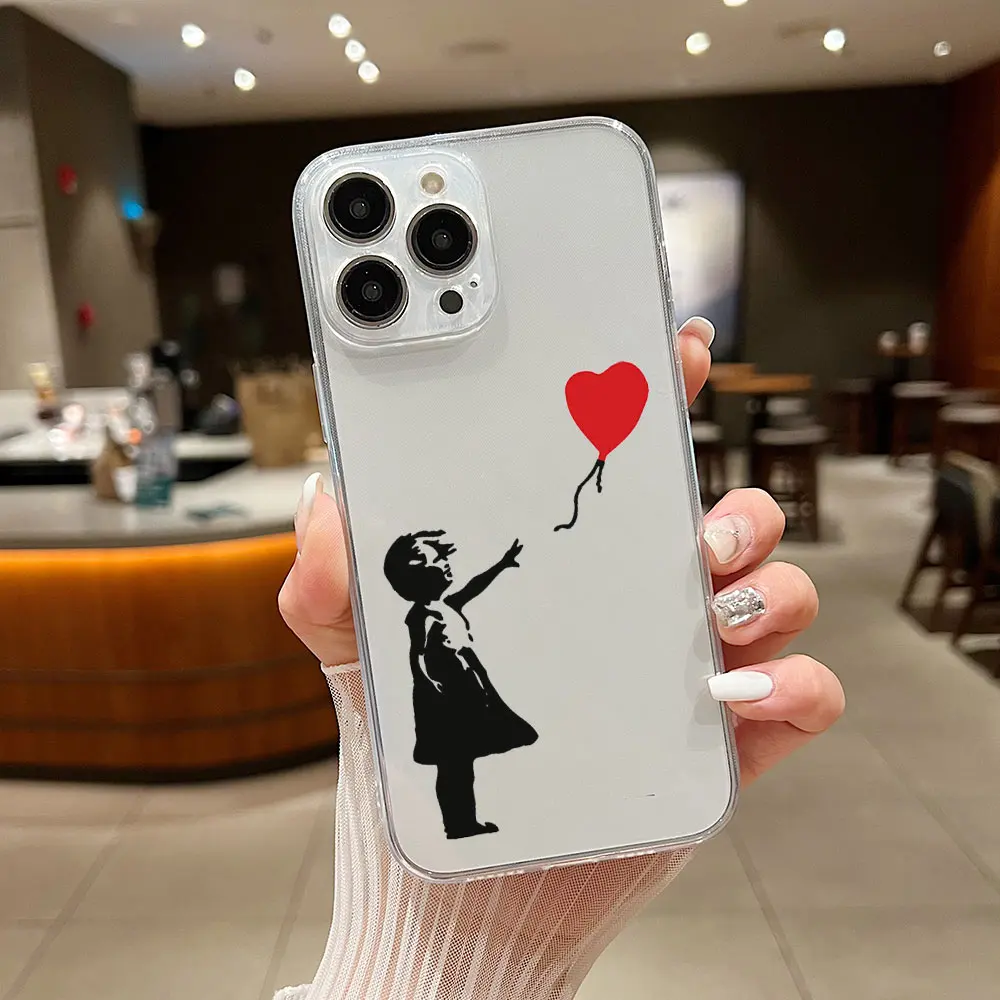 Graffiti Artist Banksy Phone Case For Samsung S24 S23 S22 S21 S20 S10 FE Note20 Note10 Plus Ultra Lite 5G Clear Soft TPU Cover