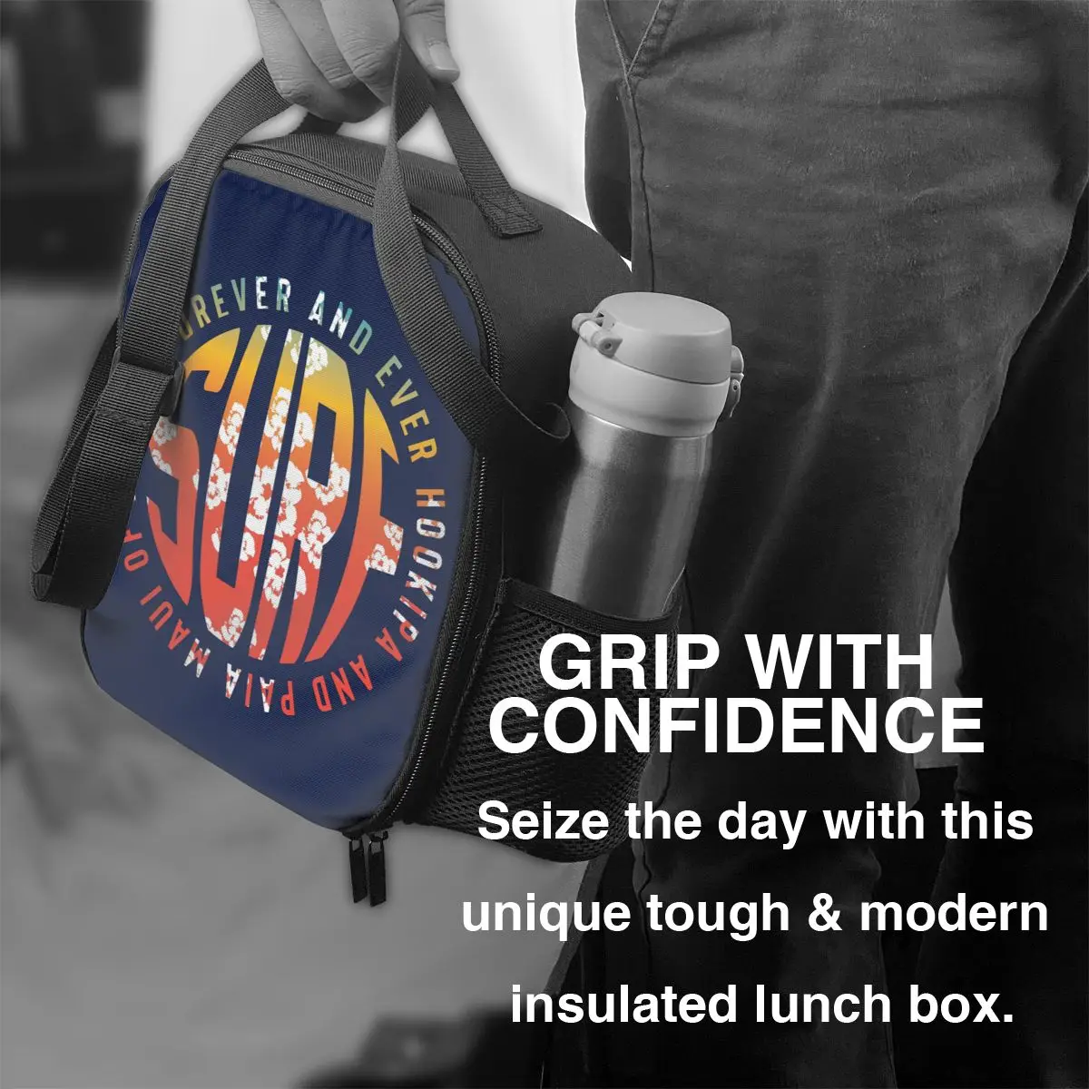 Custom Funny Surfing Surfer Quotes Lunch Bag Women Cooler Thermal Insulated Lunch Box for Student School