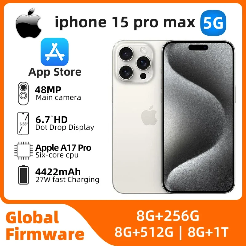 Apple iphone 15 Pro Max 5G 6.7 ''256GB/512GB/1T ROM A17Pro Bionic Chip iOS17 wszystkie kolory w dobrym stanie oryginalny używany telefon