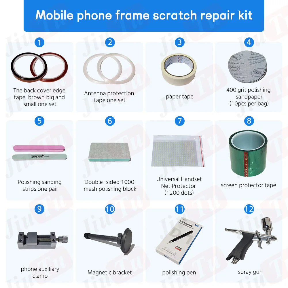 Mobile Phone Bezel Frame Scratch Repair Kit For Silver And Color Frame Polishing and Repaint Refurbishment