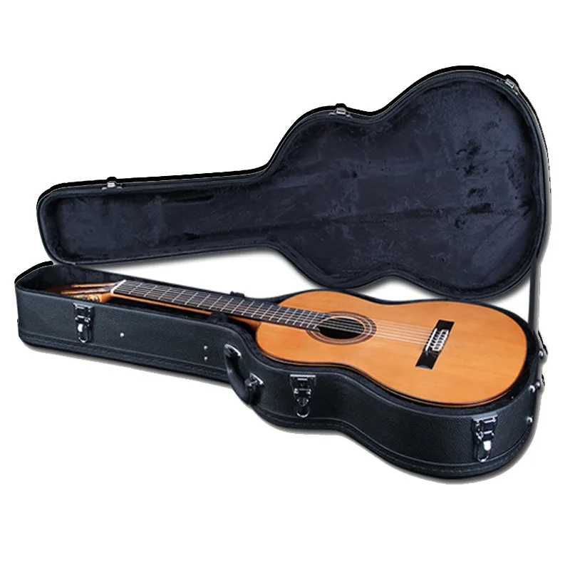 

Hooqu 40-Inch Acoustic Guitar Hard Case With Shockproof Leather & Wooden Features Gig Bag & Instrument Case For Classical Guitar