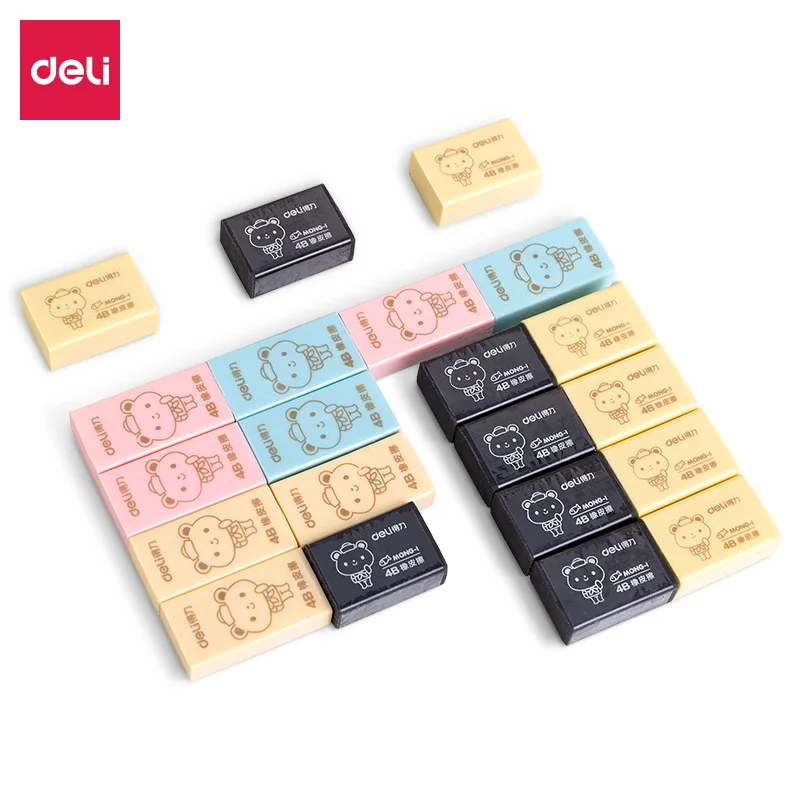 

Deli Kawaii Pencil Eraser Color Random Correction Supplies Rectangle Pencil Rubber Writing School papeleria escolar ofertas