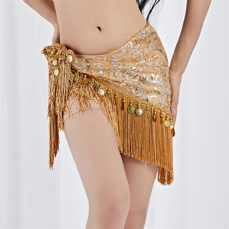 Female Belly Dance Hip Towel Waist Wrap Belt Women Oriental Dancing Hip Scarf Skirt Practice Lesson Wear Decor Costume Outfits