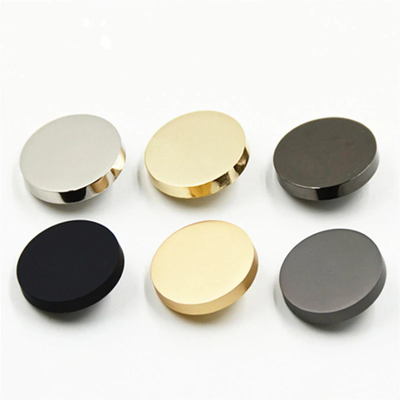 10Pcs Metal Buttons Round Flat Alloy Plated Shank Button For Coat Clothing Bag Decoration DIY Handmade Sewing Accessories