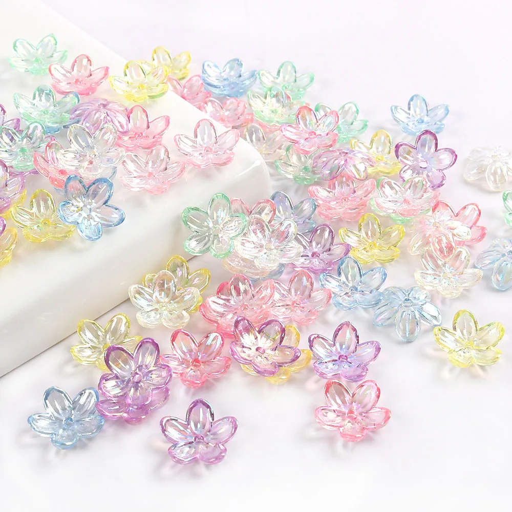 100PCS 12mm Fashion Petal Flower Beads Acrylic Frosted Flower Beads for DIY Sewing Buttons DIY Material Findings Accessories