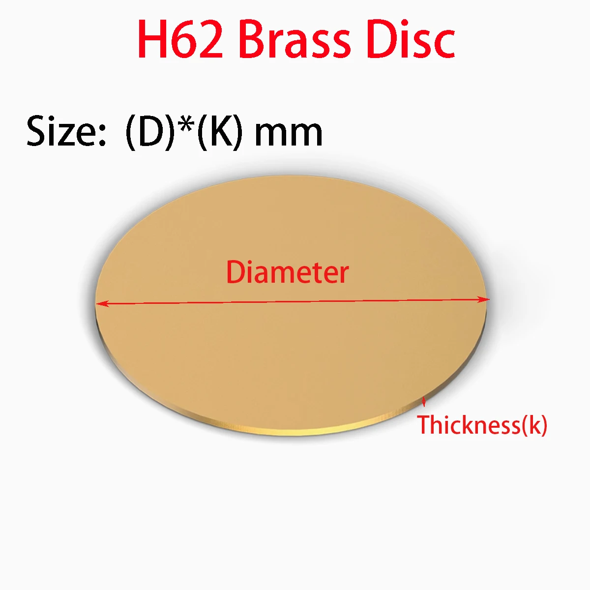 H62 Brass Disc Circle Blank Plate Flat Sheet Diameter 10mm~300mm Round Sheet  Thickness 0.3mm 0.5mm 0.8mm