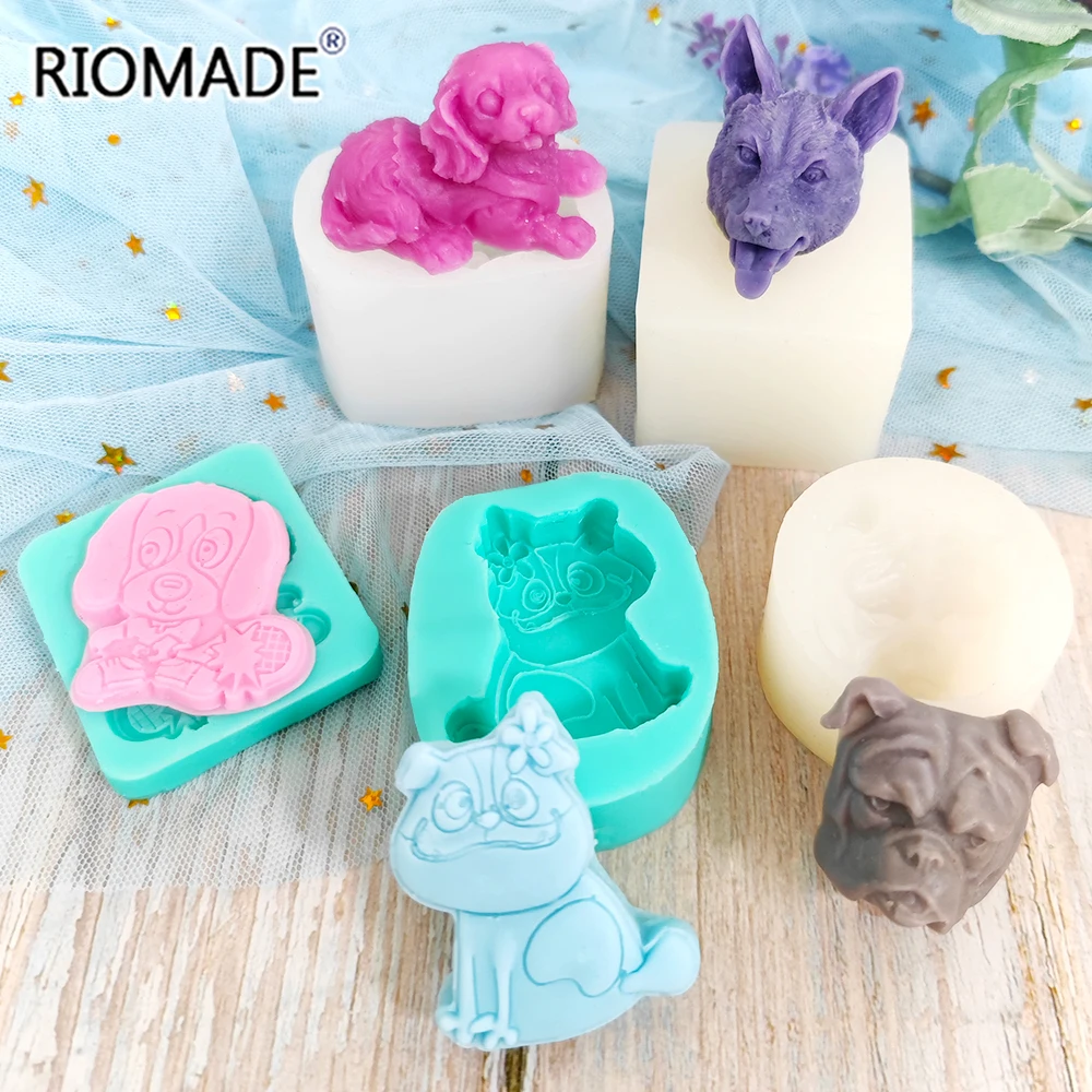 Cute Dog Shape Silicone Mold Bully Dog Bulldog Animal Styles Fondant Cake Decorating Tools Dessert Sugar Crafts Chocolate Mould