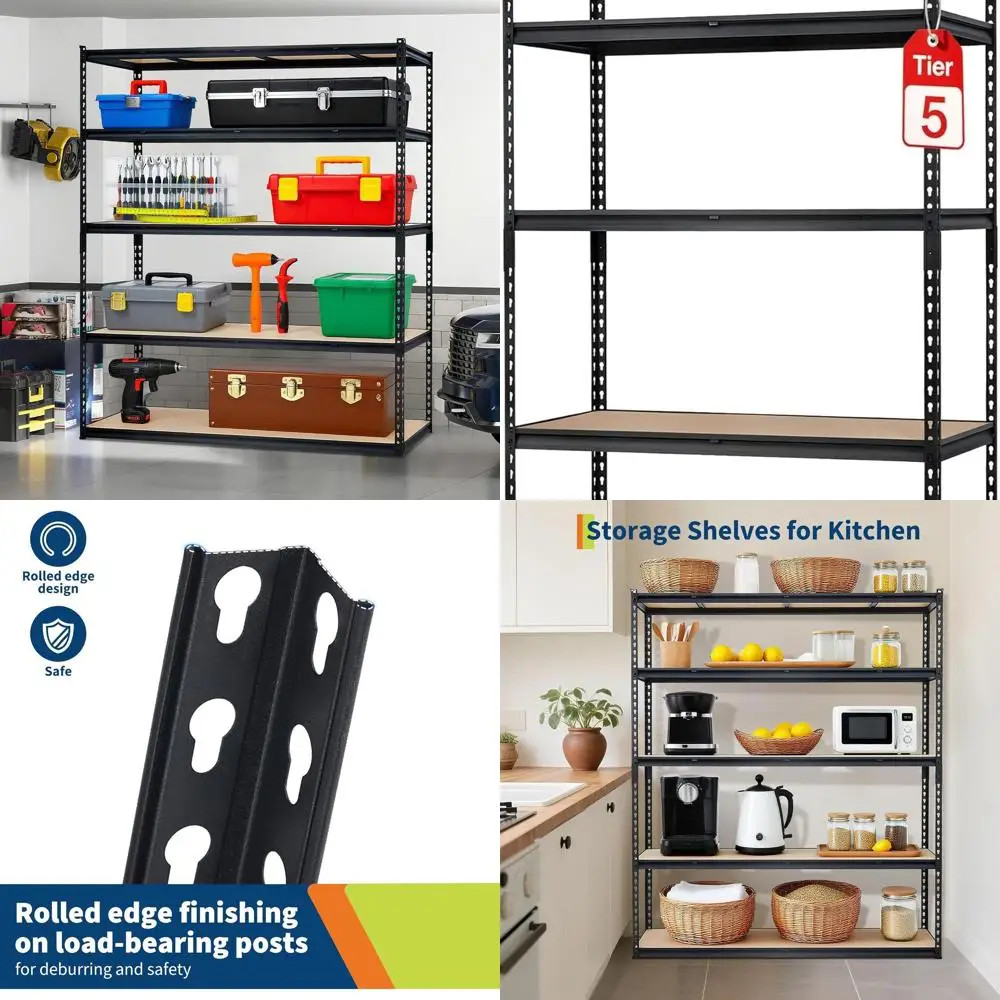 

Сверхмощный металлический стеллаж для хранения с 5 полками, вместимость 2000 фунтов, 36x18x72 дюйма для кухни, кладовой, подвала и стирки